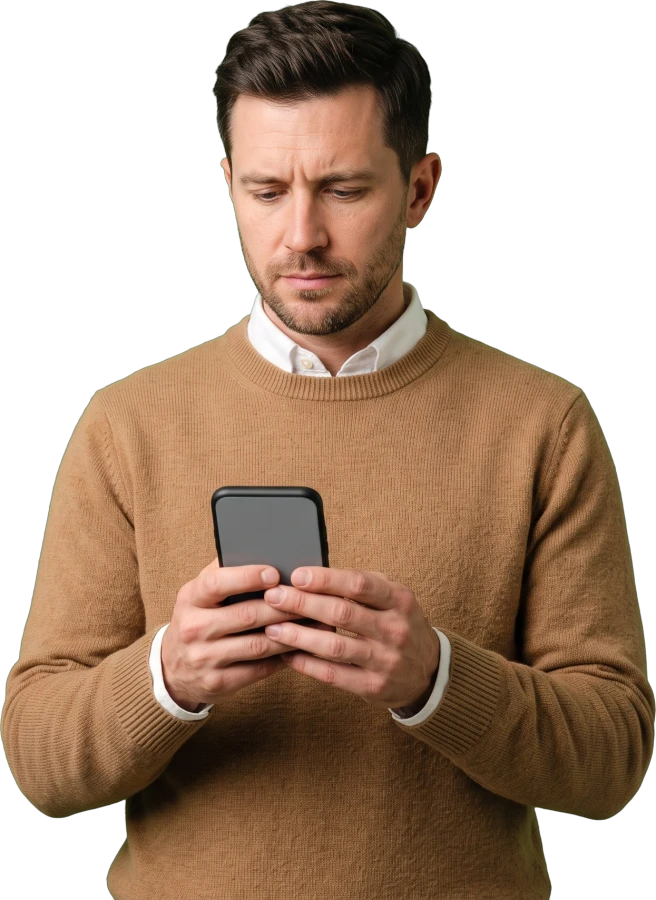 Telefonundaki mesajı kontrol eden mağaza sahibi